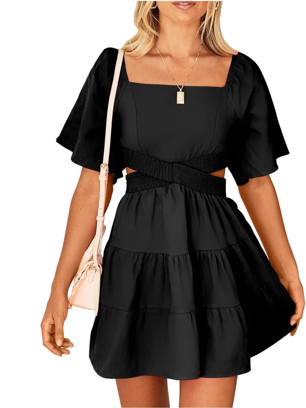 Square-Neck Black Summer Dress